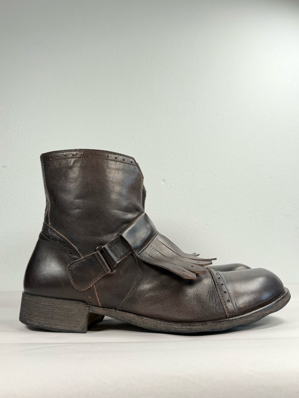 Epic Jo Ghost Men’s Leather Boots Size 45.5 (12.5 US) Zip Kiltie Made In Italy